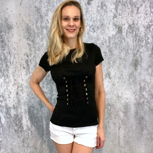 Tops - Black corset tee